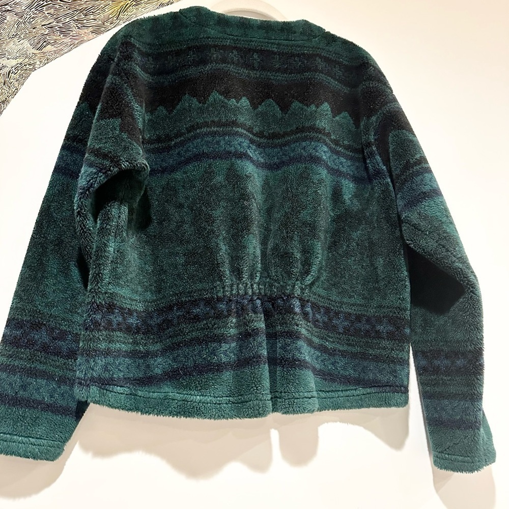 Hidden Bay vintage green mountain pattern fleece zip up medium - Picture 2 of 3